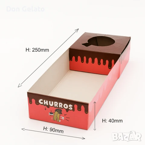 Кутия за чурос с един сос, снимка 2 - Други - 51268226