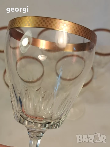 кристални чаши за вино със златен кант     26/1, снимка 3 - Чаши - 50492870
