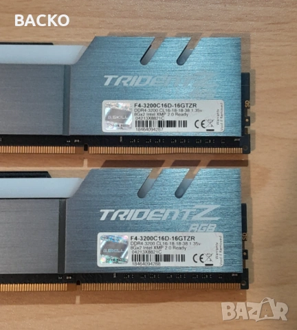 Рам памет G.SKIL TRIDENTZ RGB DDR4  16Gb (2x8Gb) 3200MHz, снимка 4 - RAM памет - 54005213