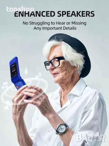 SweetLink F2 Plus мобилен телефон с големи бутони за възрастни хора, сгъваем, силен звук..., снимка 8 - Телефони с две сим карти - 50649942