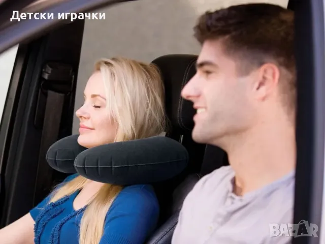 Надуваема възглавница-облегалка Intex, 36 x 30 x 10 см, PVC, черен, за пътуване, снимка 3 - Възглавници - 49927419