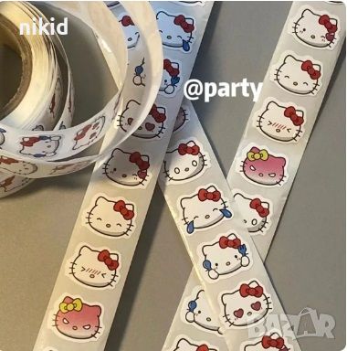 2 вида 100 бр Hello Kitty Коте Кити малки самозалепващи лепенки стикери за ръчна изработка подарък, снимка 3 - Други - 42346344