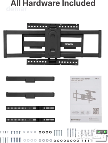 Стенен монтаж за телевизор monTEK за телевизори 43"–95", до 60 кг, снимка 9 - Стойки, 3D очила, аксесоари - 52404261