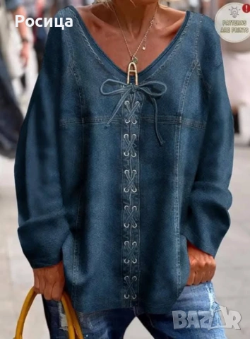 Дамска блуза с дълъг ръкав размер 1ХЛ има разтегливост нова 