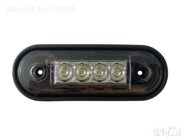 1бр. ЛЕД LED габарит ОПУШЕН, бял с 4 диода за ролбар - с извит гръб, smoked , 12-24V, снимка 2 - Части - 53665795