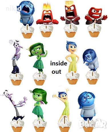 20 бр Отвътре навън Inside Out топери клечки украса декорация за мъфини кексчета торта, снимка 2 - Други - 26895941