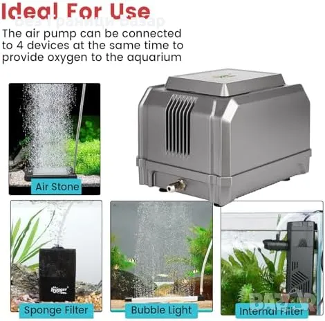 Нова Hygger аквариумна помпа 15W – кислородатор до 3800L с аксесоари, снимка 4 - Оборудване за аквариуми - 49693244