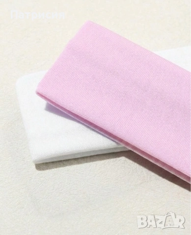 Комплект два броя, две ленти за коса в розов и бял цвят - 2 броя, снимка 3 - Аксесоари за коса - 54239511