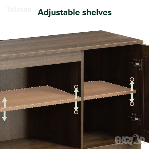 TV шкаф цвят орех с таблени врати, снимка 4 - Шкафове - 53985451