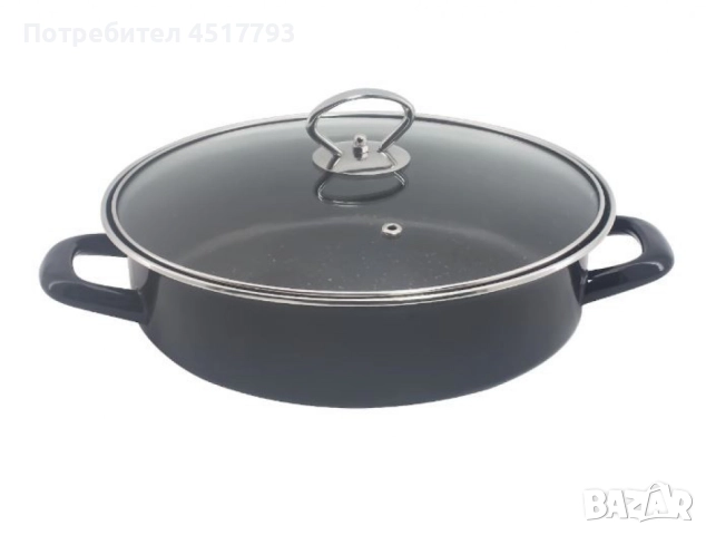 Тава с капак Rosberg, различни размери, черна/въгл.стомана с незалеп.покр.