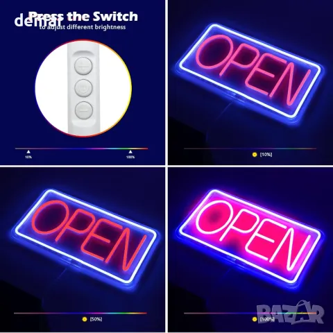 Rdutuok Led неонова светеща табела OPEN за бизнес, захранвана от USB, 42X 22CM, снимка 2 - Лед осветление - 46995365