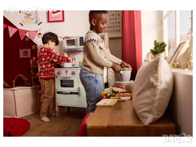 Детска Дървена Кухня Малкия Готвач Звуци Светлини Аксесоари, снимка 13 - Играчки за стая - 53793275