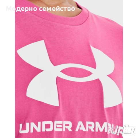 Дамска тениска under armour sportstyle logo tee pink white, снимка 3 - Тениски - 46663959