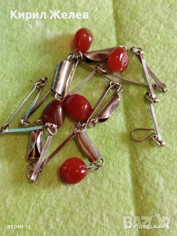 Качествено винтидж сребърно колие с КОРНЕОЛ ювелирна изработка 31343, снимка 8 - Колиета, медальони, синджири - 53002349