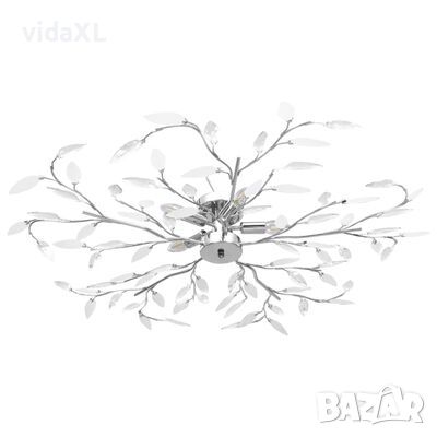 vidaXL Лампа за таван с акрилни кристални листа за 5 крушки E14 бяла（SKU:289239