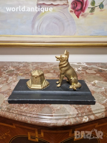 Чудесна антикварна френска фигурална мастилница , снимка 2 - Други ценни предмети - 53139753