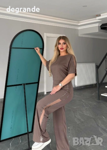 🎀Нов Хит Модел Дамски Комплект с Камъчета ВИДЕО В ОБЯВАТА , снимка 2 - Спортни екипи - 54158643