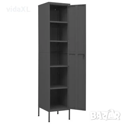 vidaXL Шкаф с отделения, антрацит, 35x46x180 см, стомана(SKU:336258), снимка 2 - Шкафове - 48763237