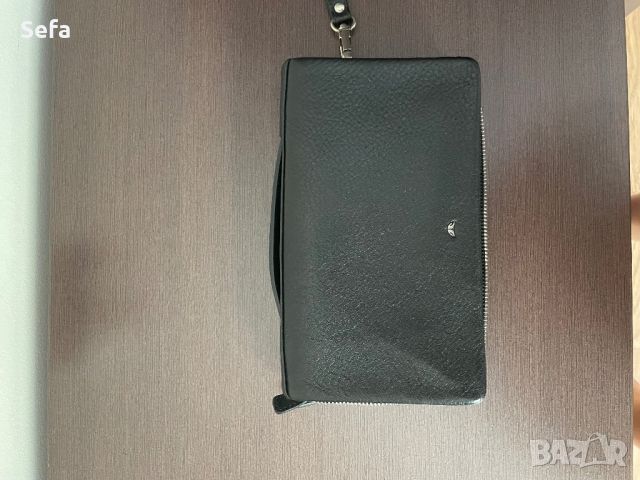 черна оригинална кожена мъжка чанта клъч, снимка 3 - Чанти - 46159306