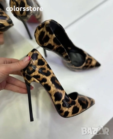 Обувки на ток - леопардов принт лак - 6060 , снимка 3 - Дамски обувки на ток - 37179572