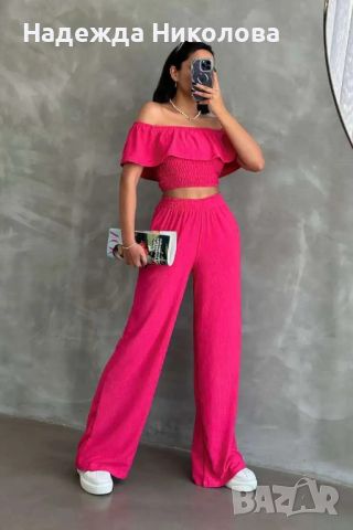 Модерен дамски комплект панталон и блуза 