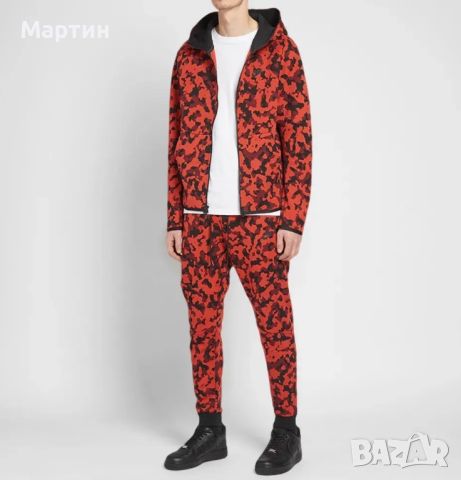 Мъжки комплект Nike Tech Fleece Red Camo - размер XL, снимка 1 - Спортни дрехи, екипи - 45880461