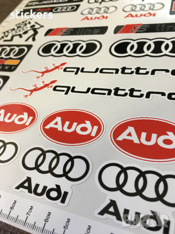 Audi Ауди стикери - един лист А4, снимка 6 - Аксесоари и консумативи - 44988327