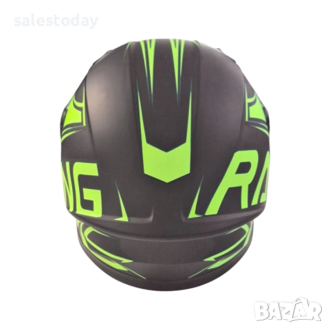Детска Каска със слюда Racing, Черен/неон- Мат, снимка 2 - Аксесоари и консумативи - 53869872