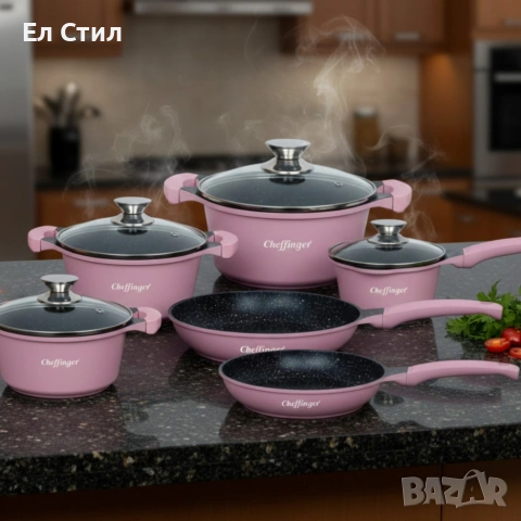 Комплект съдове за готвене от 10 части–с мраморно покритие за всички видове котлони, снимка 4 - Съдове за готвене - 53574041