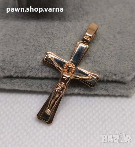 Златен кръст 585 проба – нов, маркиран, с лазерно клеймо, снимка 3 - Колиета, медальони, синджири - 52310289