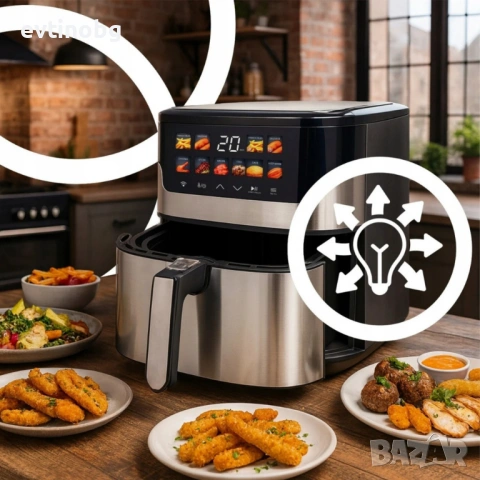 Смарт Еърфрайър XXL 6.5L 2200W Wi-Fi Tuya App | 10 програми | LCD дисплей | Retoo OR1293, снимка 5 - Кухненски роботи - 53766408