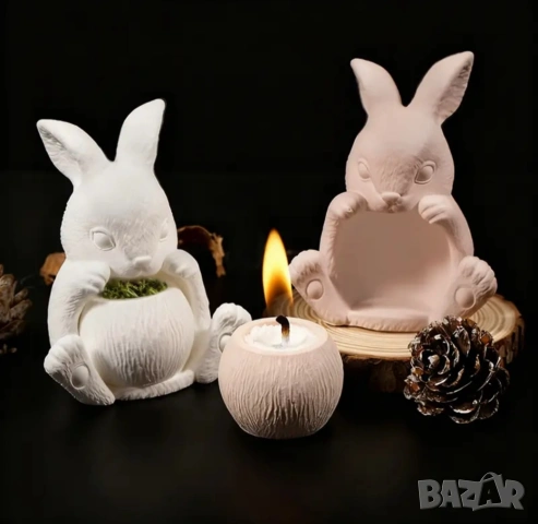 Молд кашпа свещник заек, две части , снимка 6 - Форми - 53039725