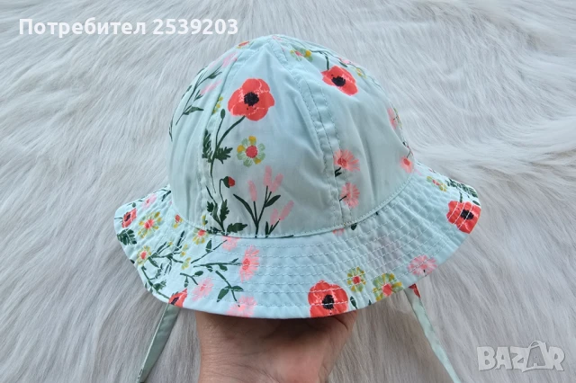 Бебешка шапка с връзки  4-9 месеца , снимка 3 - Бебешки шапки - 51013639