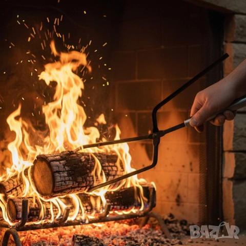 Комплект луксозни аксесоари за камина и печка на дърва-5в1 със стойка, снимка 6 - Камини - 51817415