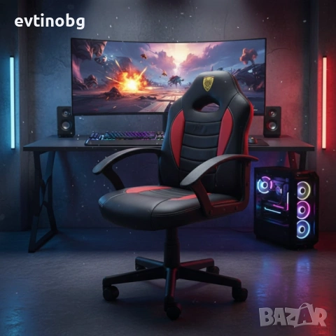 Детски геймърски офис стол – Спортен дизайн, ергономичен и регулируем