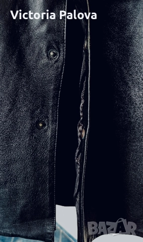 VINTAGE черна кожена миди пола, уникален дизайн, снимка 5 - Поли - 52086295