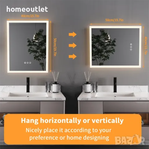 ПРОМОЦИЯ LED огледало за баня със сензорен превключвател LUVODI XMR-C28-118-EU-V1, снимка 7 - Огледала - 49675213