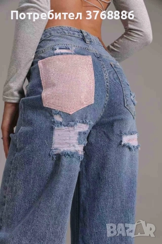 Хит модел дънки с розово джобче 🌸 , снимка 5 - Дънки - 53653917