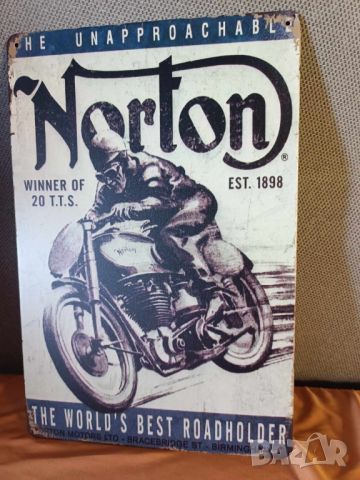Norton est.1898-метална табела(плакет), снимка 3 - Аксесоари и консумативи - 45807940