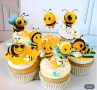 12 бр пчела пчели пчелички картонени топери топер декор торта мъфини кексчета украса парти, снимка 1