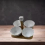 Елегантен комплект от 4 керамични купички с дървена стойка, снимка 5