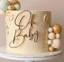O baby посрещане на бебе златист акрилен страничен топер за декорация на торта , снимка 1