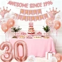 Нова украса Декорация за 30 години rose gold балони 30 корони банер happy birthday, снимка 5