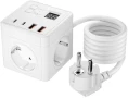 Разклонител PowerCube с USB и бутон – 3 контакта + 2 USB порта, защита от пренапрежение, 2 м кабел, снимка 1