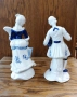 Красива двойка порцеланови фигурки в бяло и кобалтово синьо със златисти акценти., снимка 5