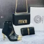 дамски комплект чанта/ раница, боти  на ток и портмоне fendi versace , снимка 8