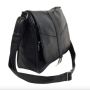 Черна стилна дамска чанта от естествена к. с капак - Elis