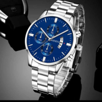 Луксозни модни мъжки часовници кварцов ръчен часовник от неръждаема стомана, снимка 10 - Мъжки - 42569188