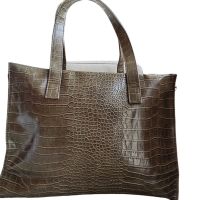 Дамска чанта от еко кожа със животинска щампа, Кафява, 38х26х12 см, снимка 2 - Чанти - 45675191