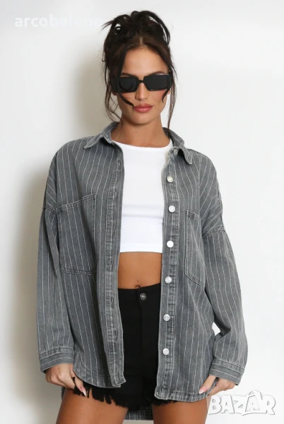Дамска дънкова риза-яке , снимка 1